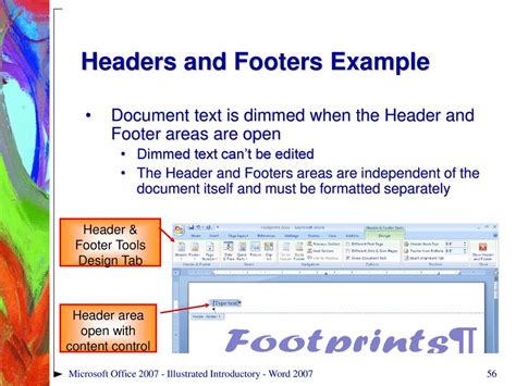 what is header and footer explain with example