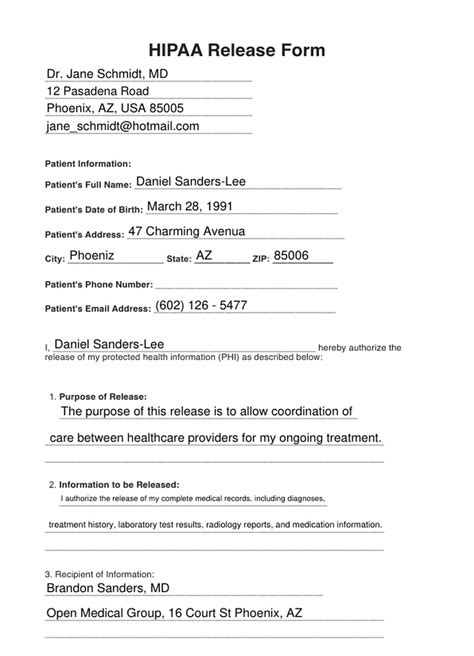 what is hipaa release of information authorization form