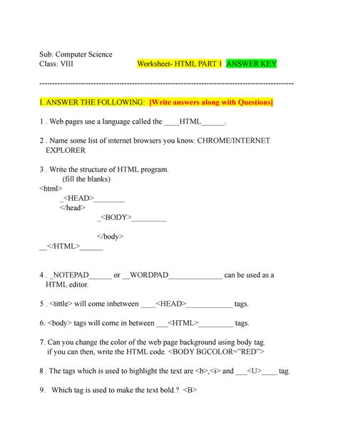what is html short answer class 8