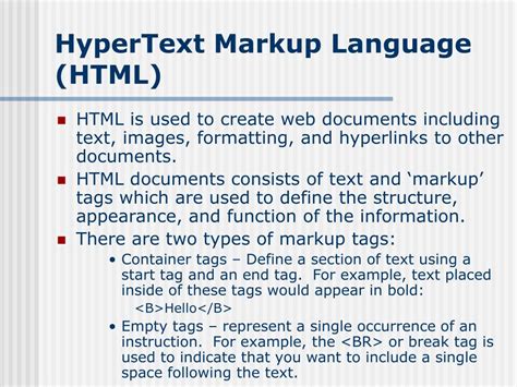 what is hypertext markup language example