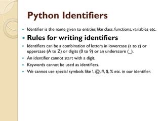 what is identifier in python give some example