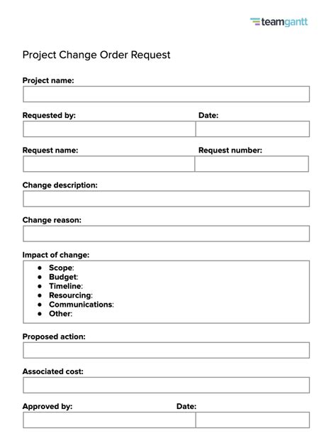 what is included on a scope change request form