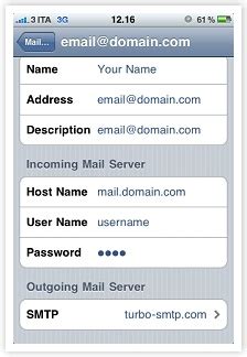what is incoming and outgoing mail server for iphone