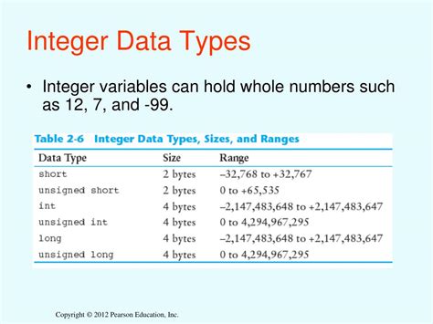 what is integer data type with example