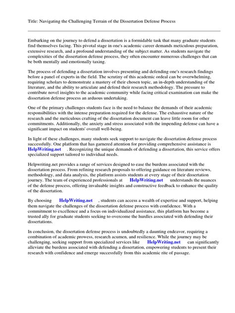 what is involved in defending a dissertation