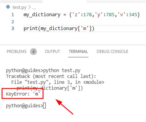 what is key error in python dictionary