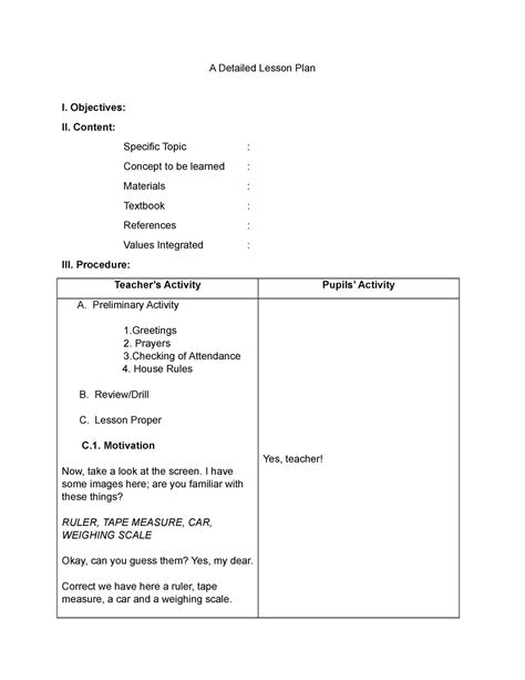 what is lesson proper in tagalog