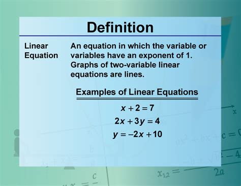what is linear equation in math with example