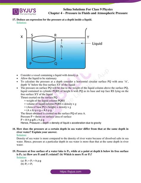 what is liquid pressure in physics class 9