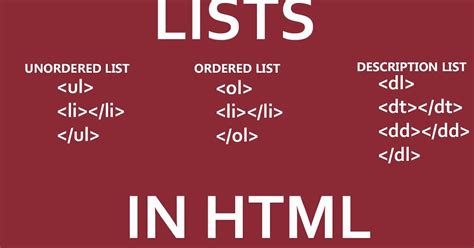 what is list and types of list in html