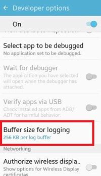 what is log buffer size in phone