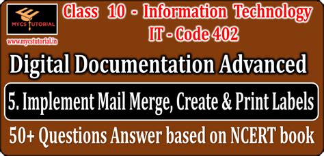 what is mail merge class 10 short answer