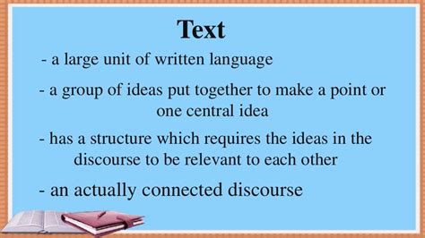 what is meant by a written text as a connected discourse