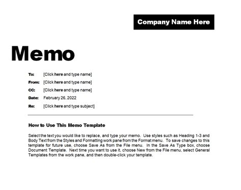 what is memo format in word
