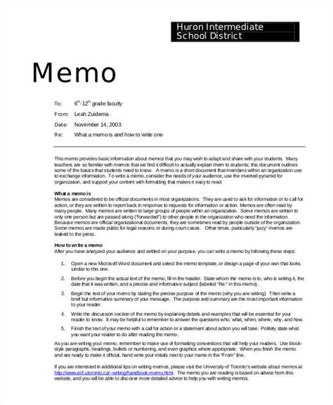 what is memo in school
