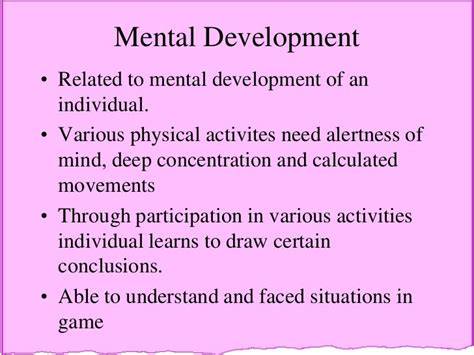 what is mental development in physical education
