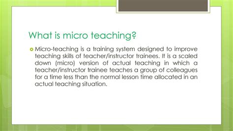 what is micro teaching