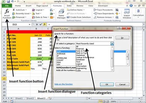 what is ms excel define any five function in excel