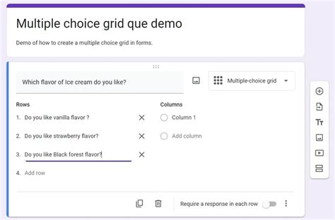 what is multiple choice grid in google forms