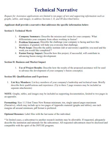 what is narrative technical description