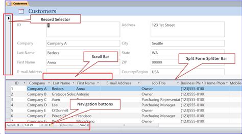 what is not true about a split form in access