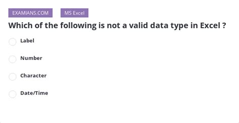 what is not valid data type in excel