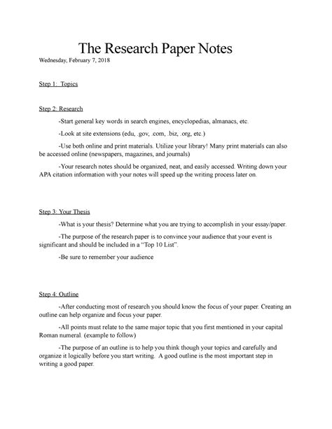 what is notes in research paper