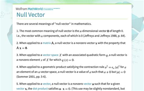 what is null vector and example