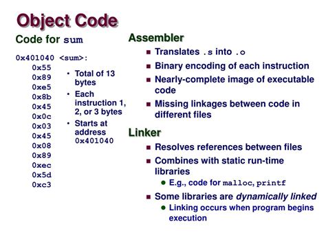 what is object code format
