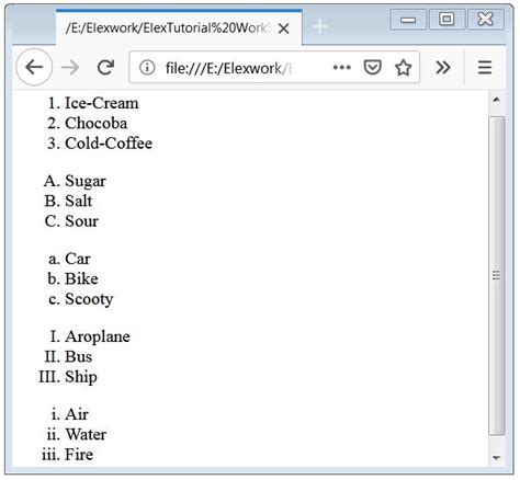 what is ordered list in html with example