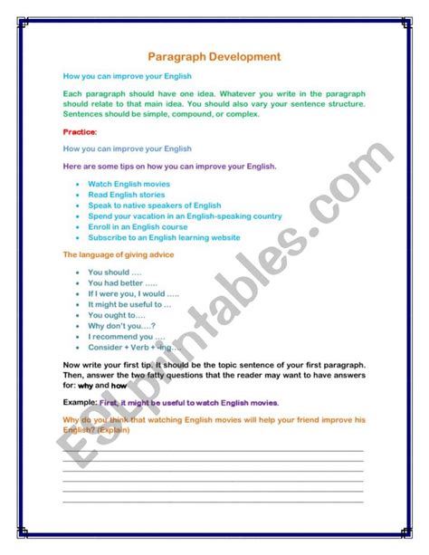 what is paragraph development in english