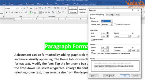 what is paragraph formatting in word processor