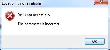 what is parameter incorrect error