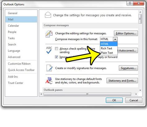 what is plain text in outlook