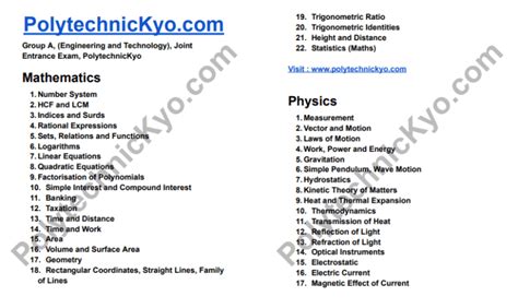 what is polytechnic exam syllabus