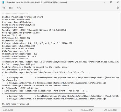 what is powershell transcript used for