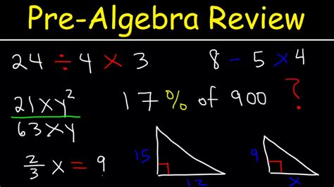 what is pre algebra formulas
