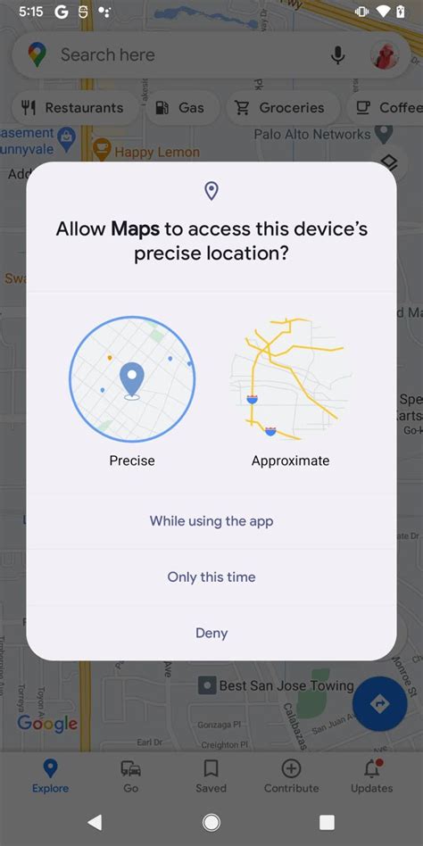 what is precise location on android