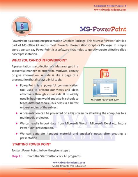 what is presentation in computer class 6