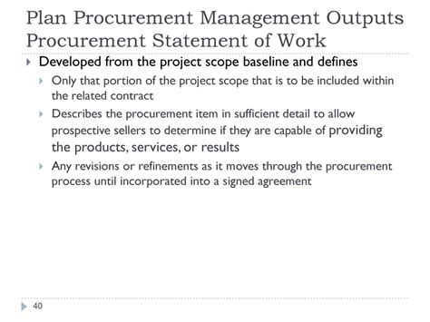 what is procurement statement of work in project management