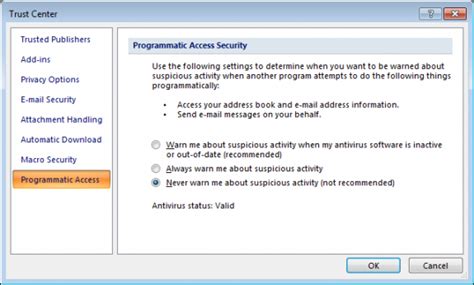 what is programmatic access in outlook
