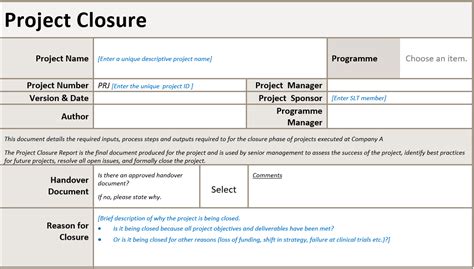 what is project closure document