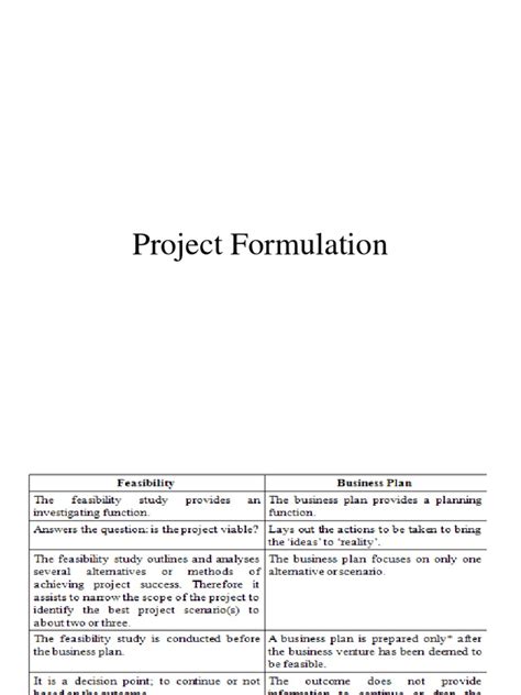 what is project formulation document