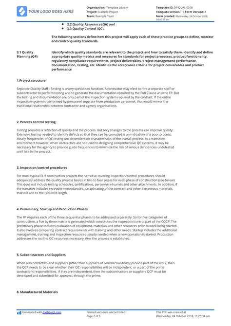 what is project quality plan in construction