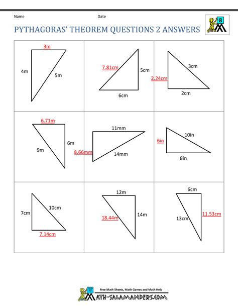 what is pythagoras theorem class 7 questions and answers