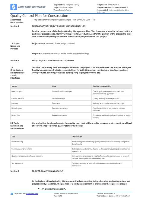 what is quality control plan in construction