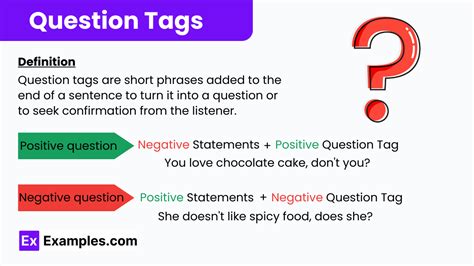 what is question tag for primary 4 with examples