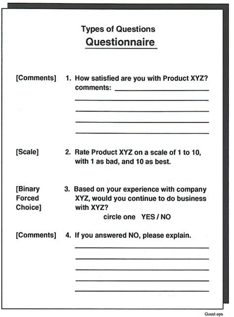 what is questionnaire in project
