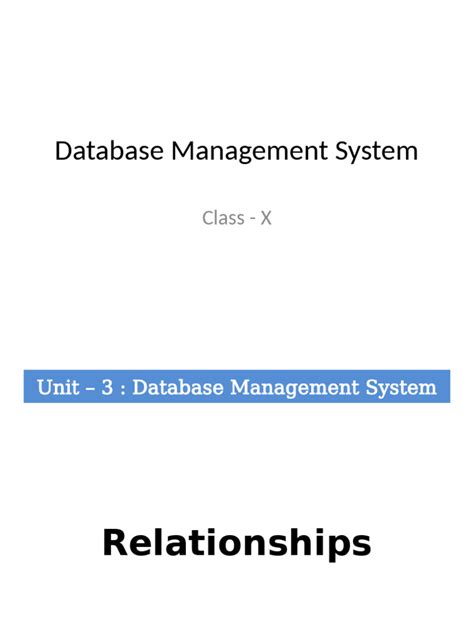 what is relationship in dbms class 10