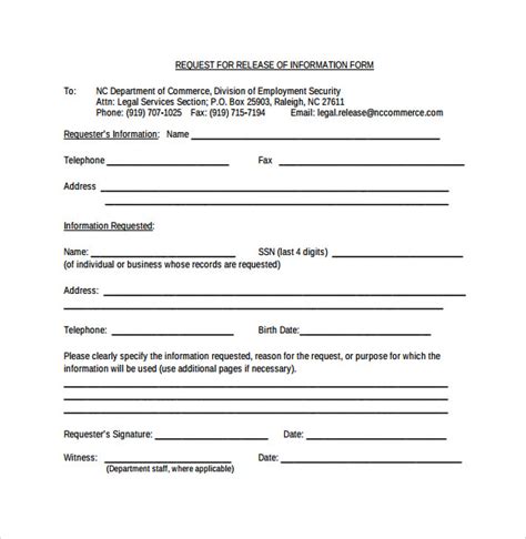 what is required on a release of information form